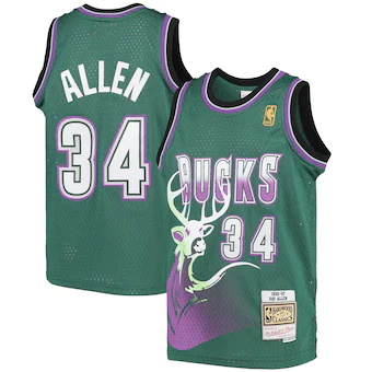 youth mitchell and ness ray allen green milwaukee bucks 199-503